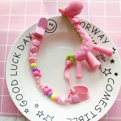 Cadena de soporte para chupete hecha a mano, mordedor de silicona de 5 estrellas, cadena de dentición para bebé, regalos para niñas y niños