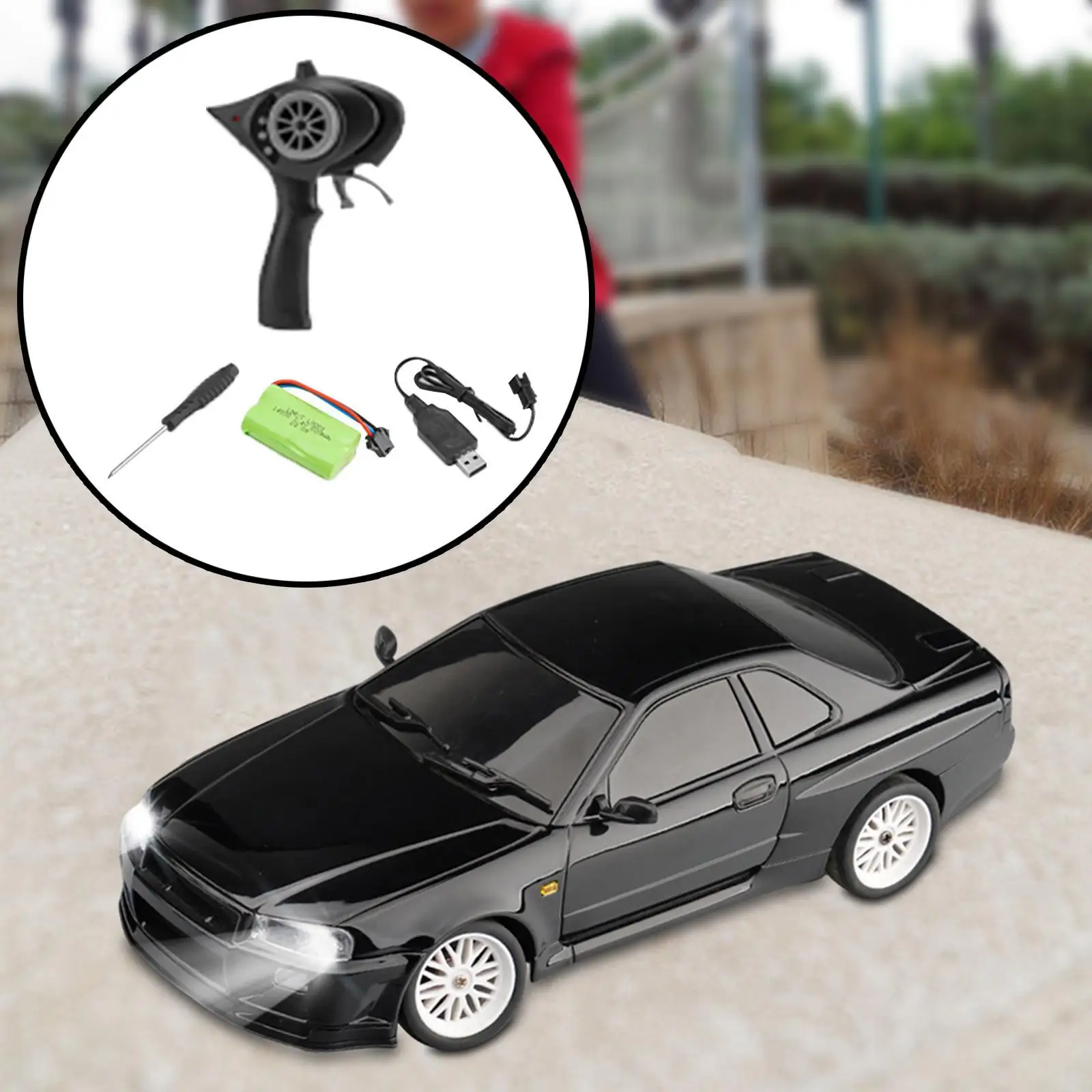 1/18 RC Drift Tyre Car Model Motor Lights on Road Vehicle High Speed Model Vehicle for Birthday Gifts Children Kids Boys Girls