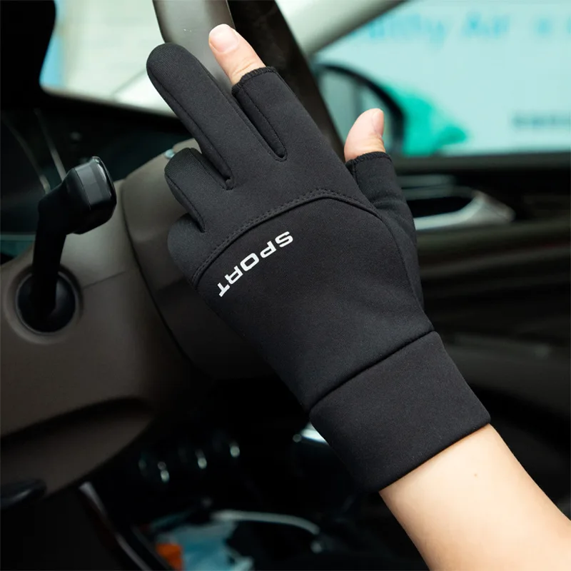 Guantes de invierno de dos dedos para niño para estudiantes, cálidos con forro polar, compatibles con pantalla táctil, ideales para escribir y desplazamientos al aire libre. - imagen 2
