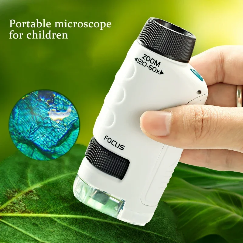 Microscopio de mano LED infantil para ciencia y experimentos