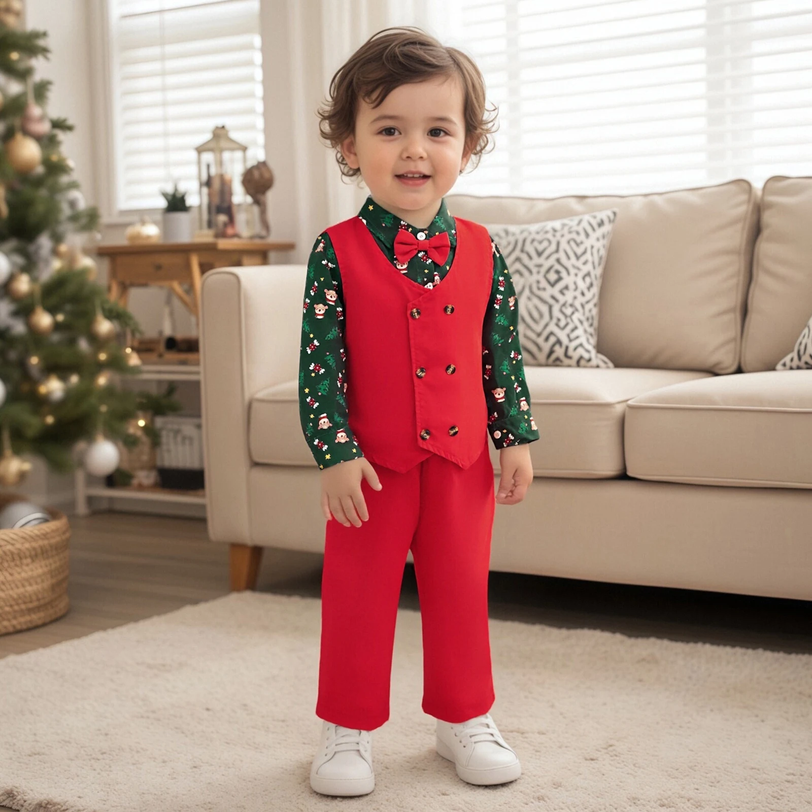 ViSgogo conjunto Navidad niño pequeño chaleco animal pantalón elástico - imagen 5