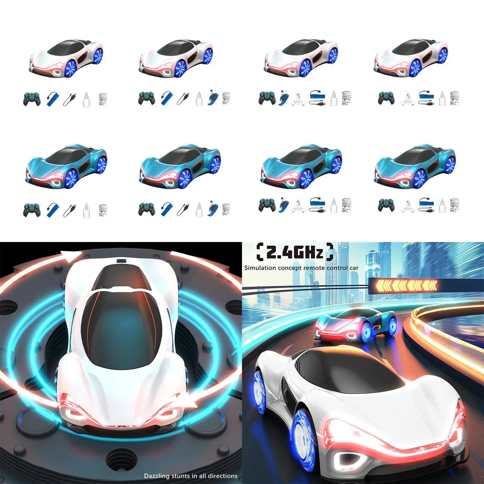 RC Stunt Car Double Spray Effects Sport Racing Car Classic Vehicle Model for New Year Festivals Gathering Birthday Party Favors