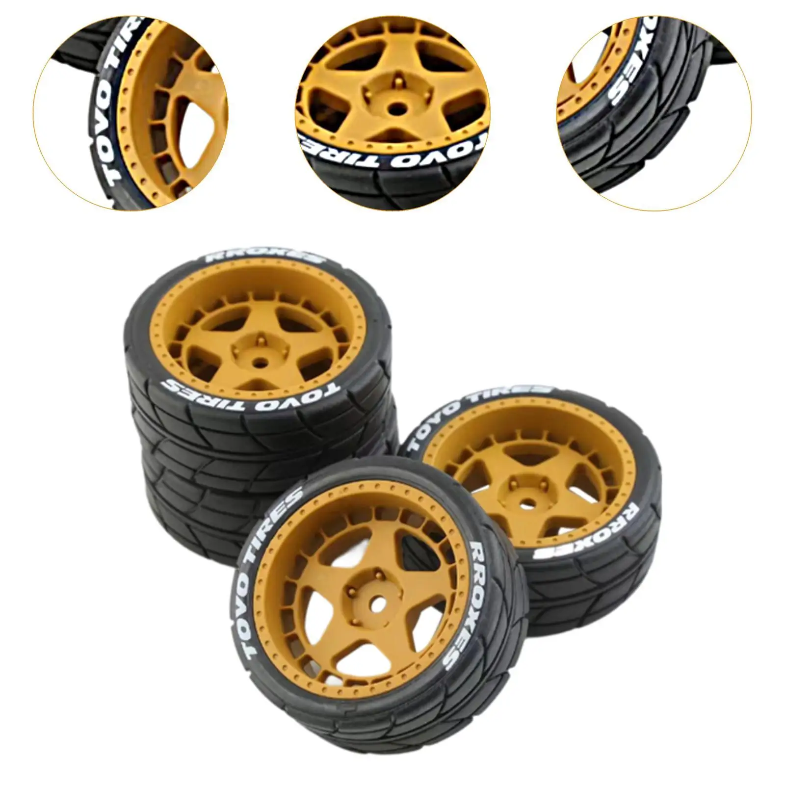 4Pcs RC Car Rubber Tires Good Grip Replacements for TT02 XV01 1/10 Crawler