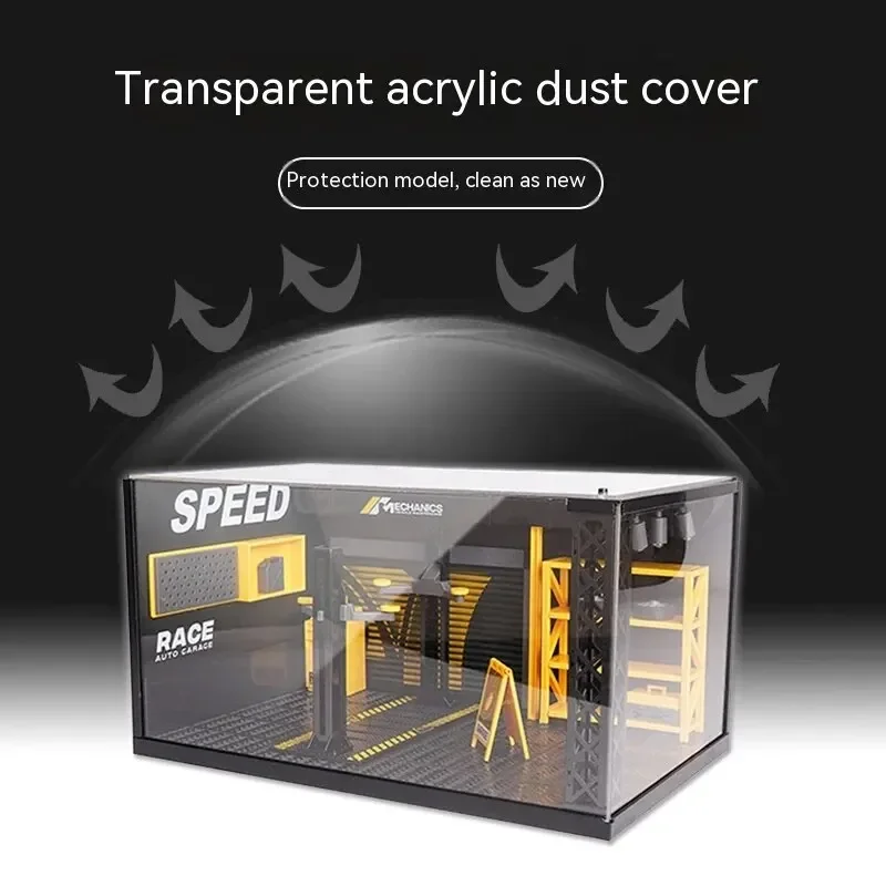 Decoración de exhibición de estacionamiento, modelos de simulación, tienda de reparación de ensamblaje de aleación exquisita, garaje fundido a presión con juguetes ligeros, regalo, 1/24 - imagen 5