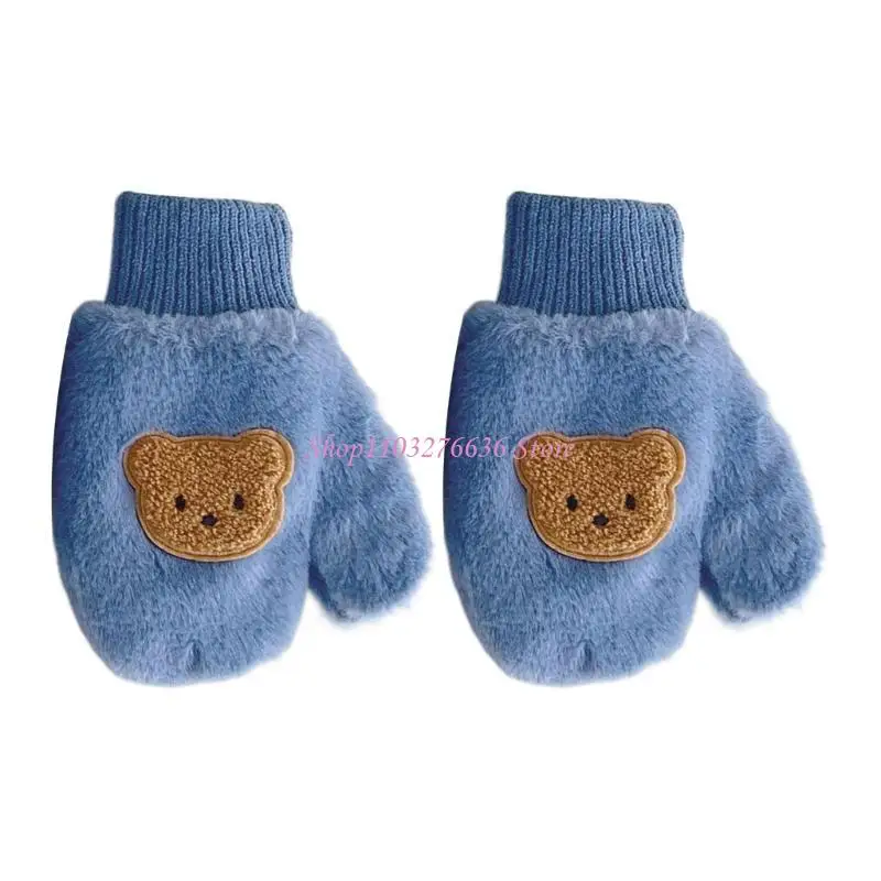 Manoplas gruesas oso dibujos animados R6FD, manoplas para bebé con cuerda para niños, bebés, niñas, niños, niños pequeños, - imagen 4