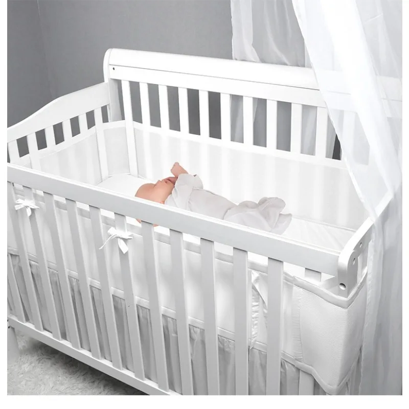 Revestimientos de parachoques de cuna transpirables, paquete de 2 protectores de cuna de malla para flujo de aire y seguridad, cubiertas antisufocación para riel de cama de bebé - imagen 5