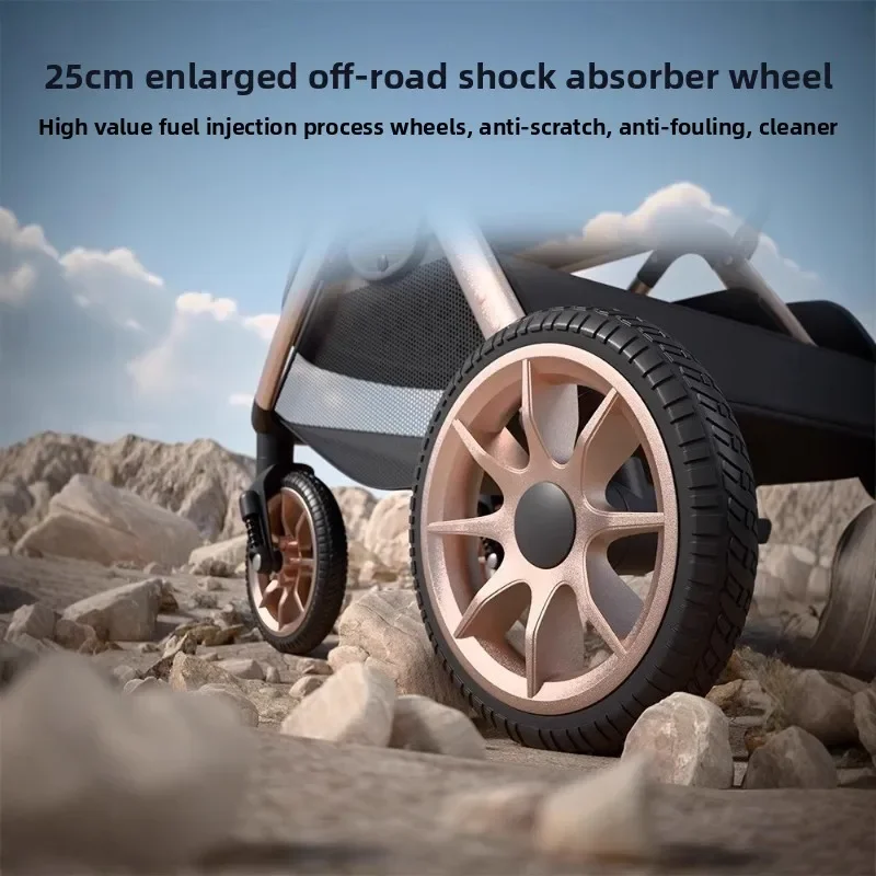 Cochecito de bebé ligero con absorción de impactos, adecuado para viajes al aire libre, respaldo ajustable, plegable con un solo toque - imagen 5