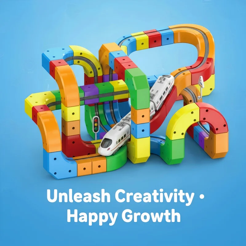 Juegos de vías de tren DIY, kits de construcción de vías de coches de carreras con tren y señales de tráfico, juguete educativo STEM para niños, regalo de Navidad - imagen 4