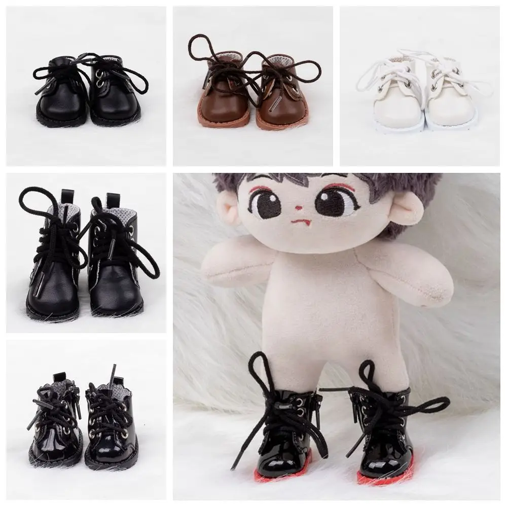1 par de zapatos de muñeca de cuero PU, zapatos de muñeca, zapatos ligeros en miniatura, lindas botas cortas, zapatos de vestir, regalos para niños