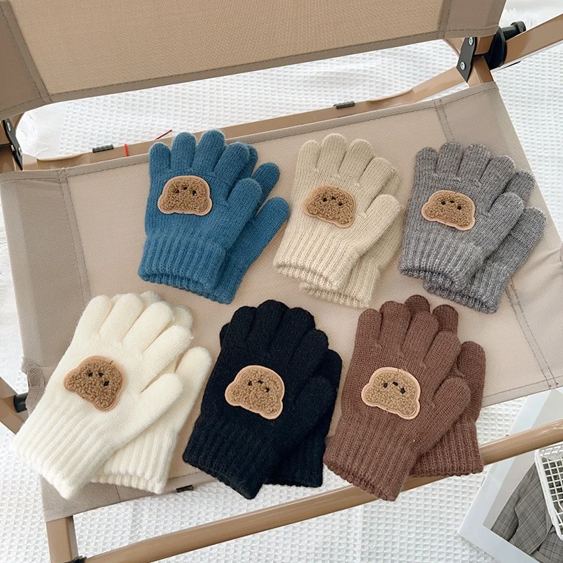 MILANCEL nuevo guante de invierno para niños 3-7T lindo oso 10 colores guantes tejidos para niñas guantes cálidos para niños - imagen 3