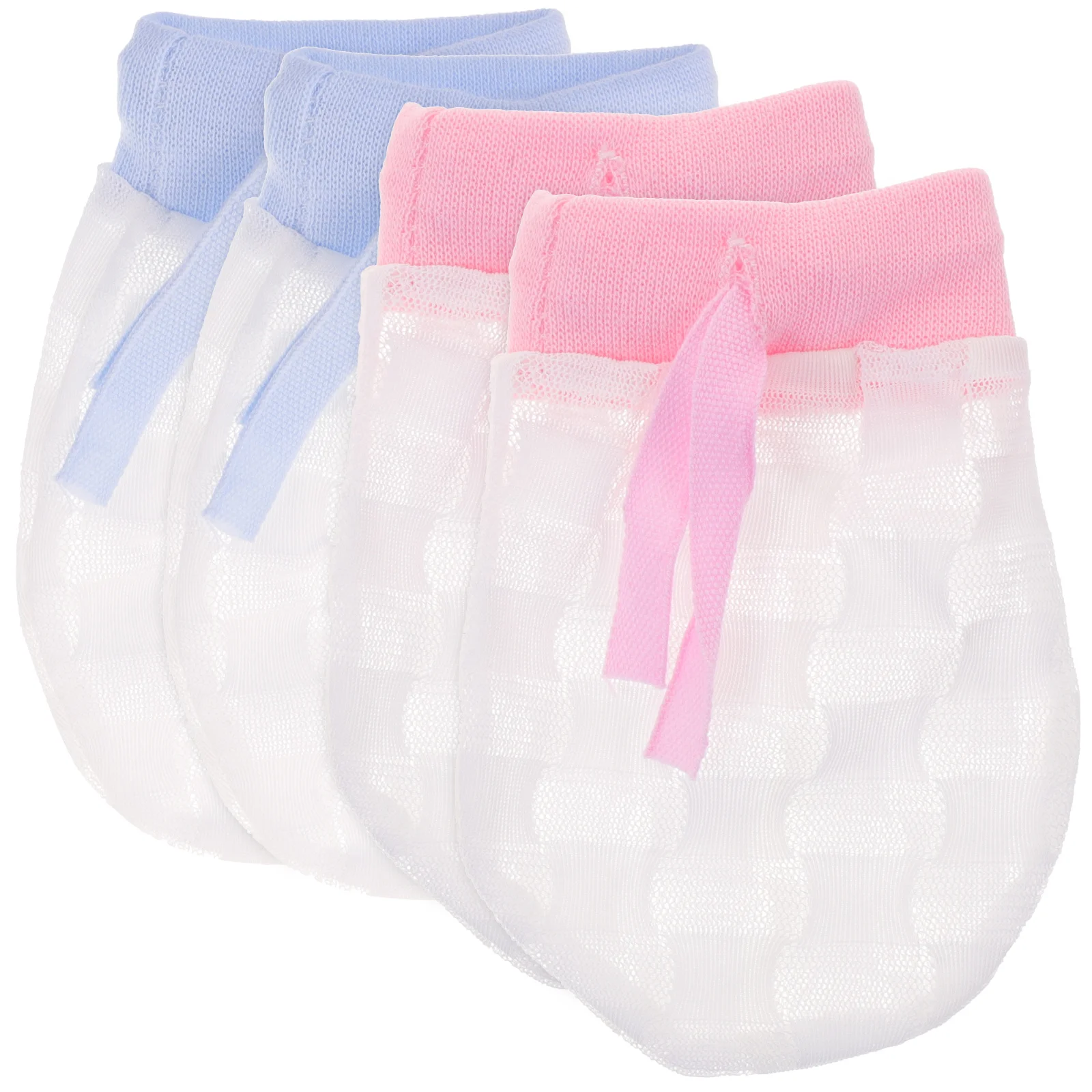 2 pares de manoplas antiarañazos para bebés, guantes infantiles de seda helada, guantes ajustables para recién nacidos, guantes protectores contra arañazos, manoplas para bebés de 6 a 12 meses - imagen 4