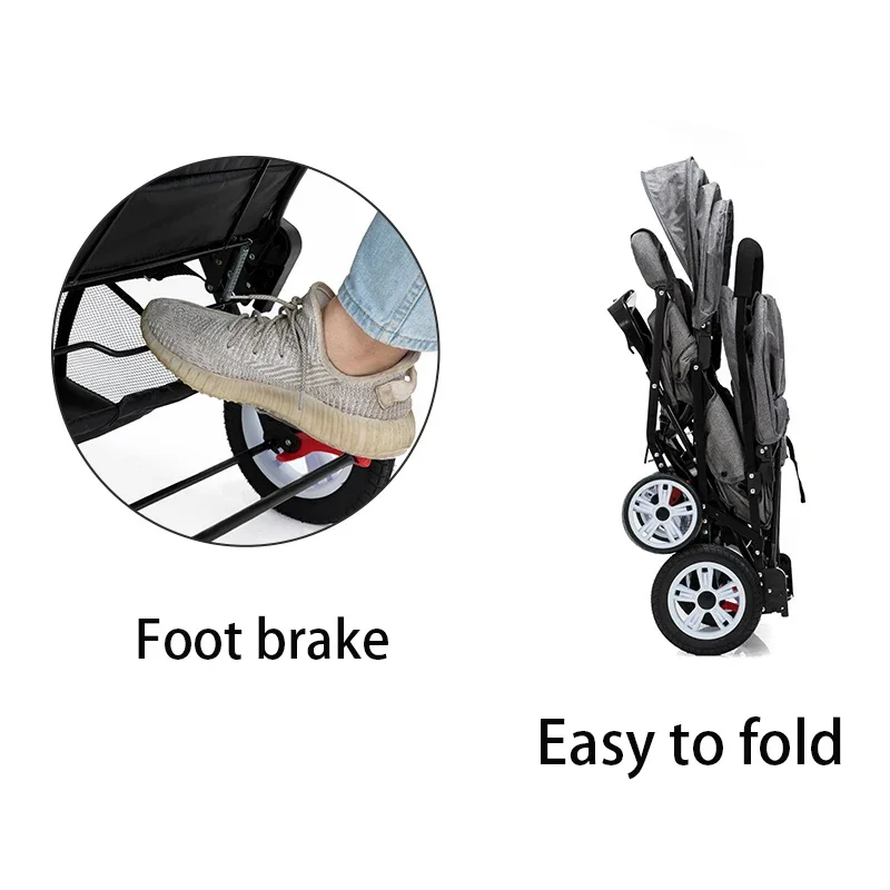 Cochecito de bebé 2025Twins puede sentarse y acostarse, cochecito de bebé de alto paisaje, carritos de doble asiento plegables y ligeros de 0 a 4 años - imagen 2