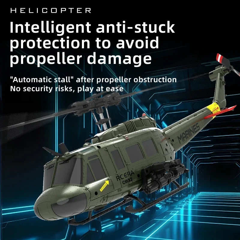 Jjrc C032 UH-1 helicóptero RTF RC sin escobillas giroscopio de 6 ejes un clic 3D Flip posicionamiento de flujo óptico helicóptero Hobby juguete - imagen 5