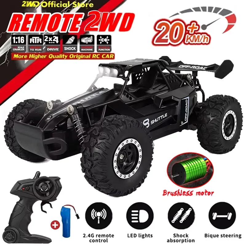 Coche RC todoterreno 2WD con LED – Control remoto para niños