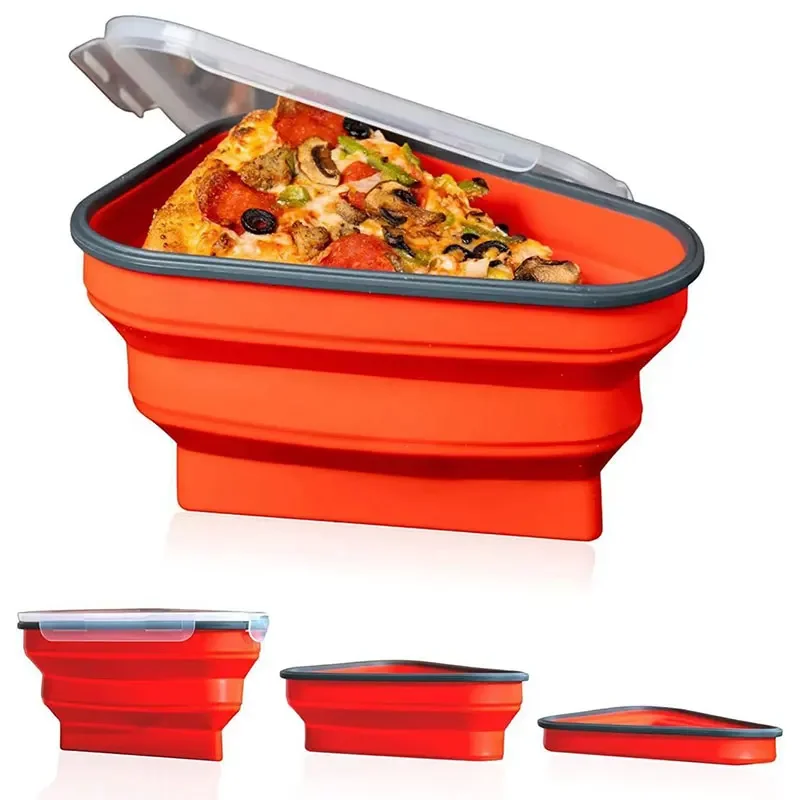 Triángulo reutilizable de la caja plegable de la pizza del silicón de la categoría alimenticia para la caja del embalaje de la pizza llevaron la caja - imagen 2