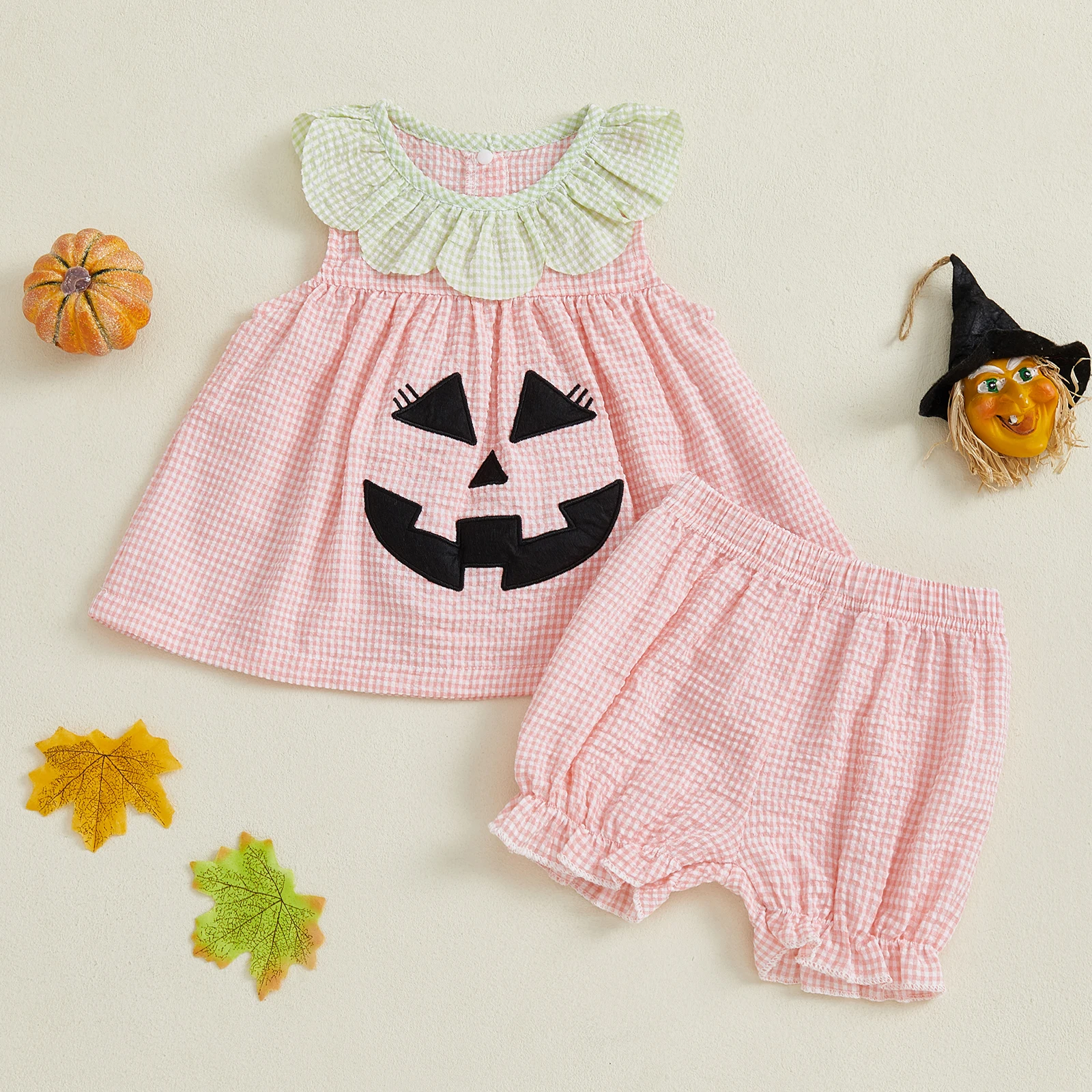Tregren traje Halloween bebé: camiseta calabaza y pantalón corto