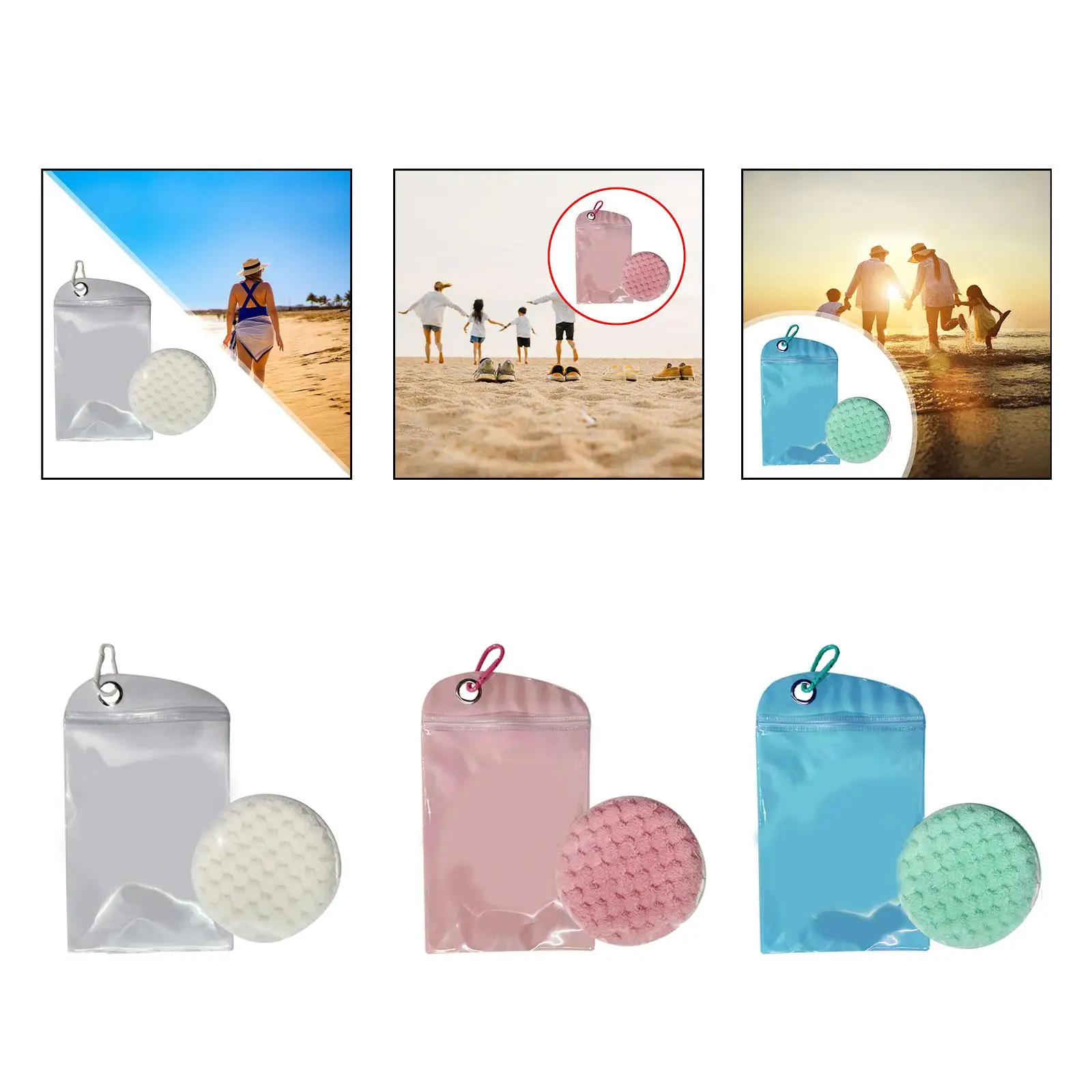 Sand Removal Bag Practical Soft Lightweight Sand Remover Brush with Clip
