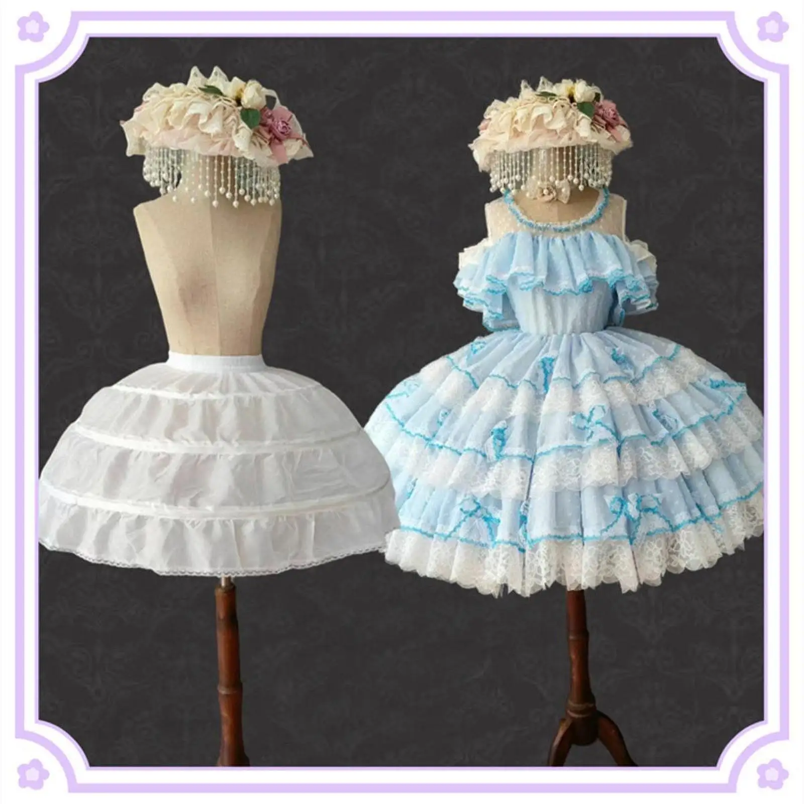 3 Hoops Petticoat Lolita Simple Lightweight Crinoline Skirt for Birthday Prom