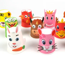 Pegatina de vasos de papel 3D, pegatinas de papelería DIY, Kit de Material hecho a mano, diseño de animales, recompensas para estudiantes, suministro de incentivo de enseñanza TMZ
