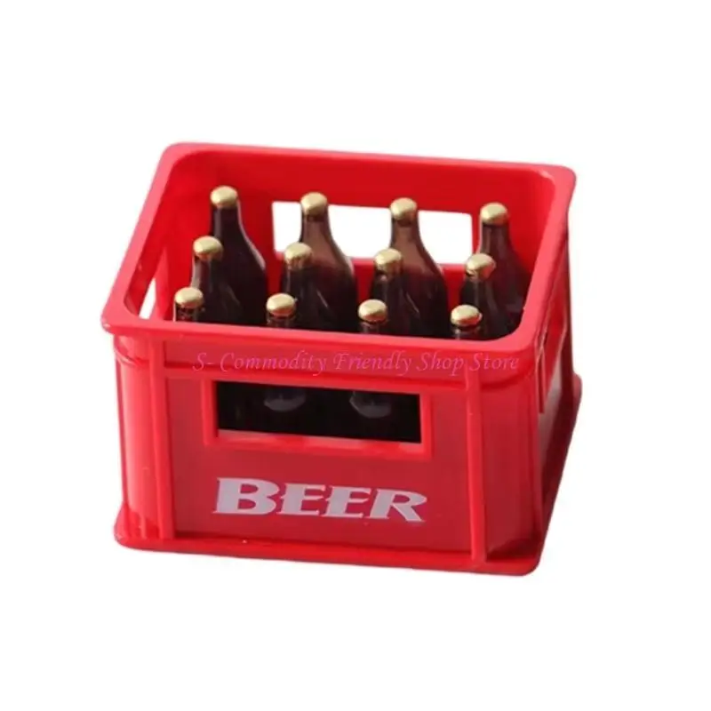85AE Casas muñecas realistas Caja botellas cerveza en miniatura Decoración exhibición a escala 1/12