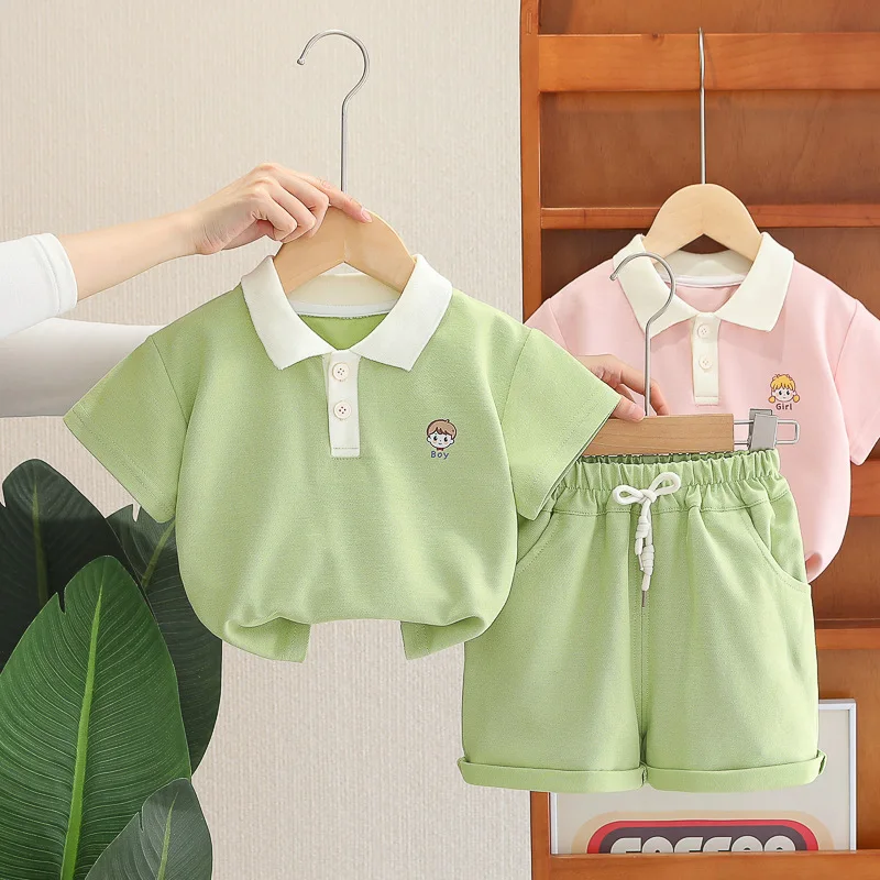 Ropa de verano para niñas, conjuntos de moda coreana, camisetas informales de dibujos animados de manga corta para bebés y pantalones cortos, ropa de Boutique para niños B066 - imagen 4