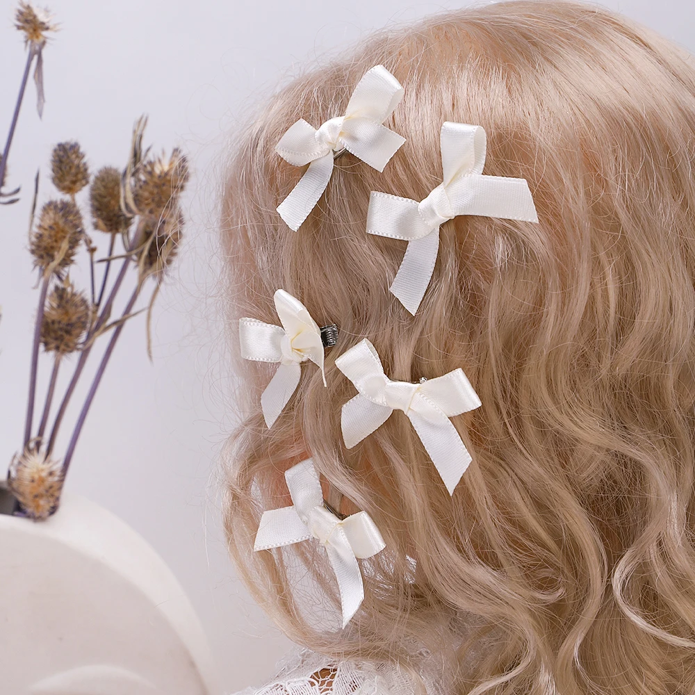 Horquillas infantiles con lazo blanco estilo Y2K para niñas