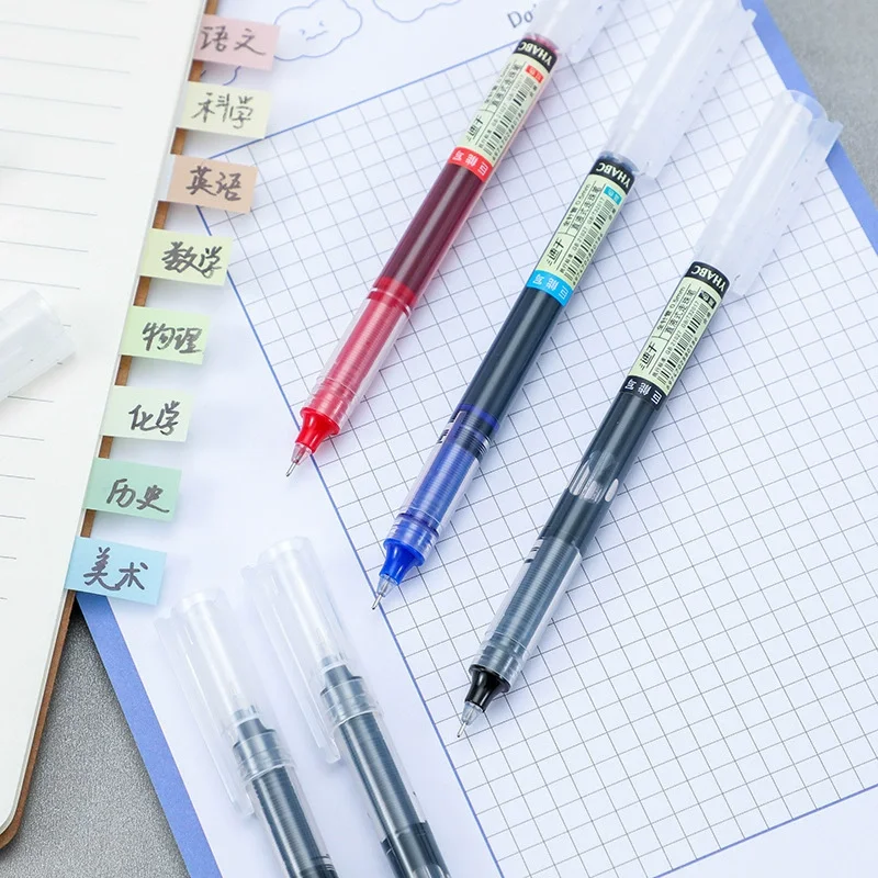 5 unids/set de bolígrafos de Gel tipo aguja de alta calidad, bolígrafo líquido recto, papelería Kawaii, suministros escolares y de oficina, escritura