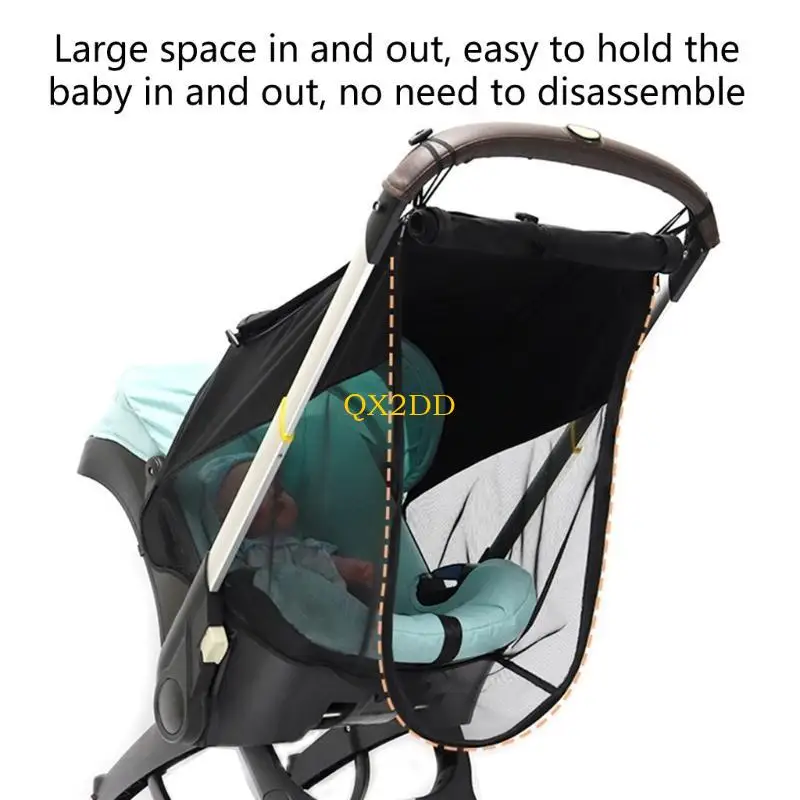 QX2D Cubierta AntiUV para sombrilla cochecito, toldo para cochecito con red contra insectos para asiento coche - imagen 4