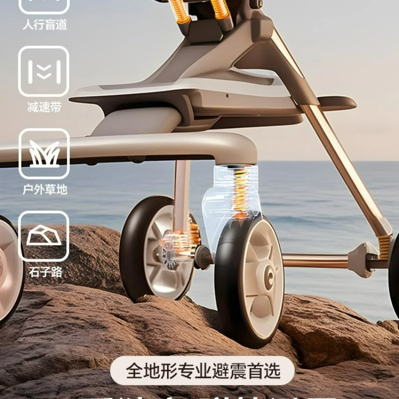 Cochecito de bebé para caminar para niños, ligero, plegable, bidireccional, para caminar, salir, paisaje alto - imagen 4