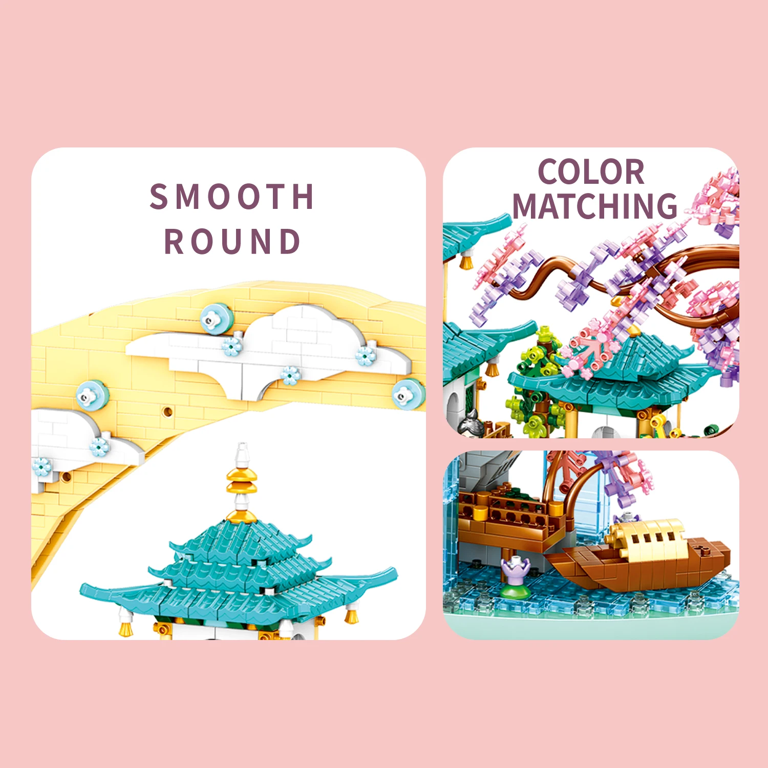 Bloques de construcción arquitectura casa de melocotón pabellón cascada río luz Led Diy Mini ladrillos de diamante juguete para regalo de niños decoración de la habitación - imagen 5