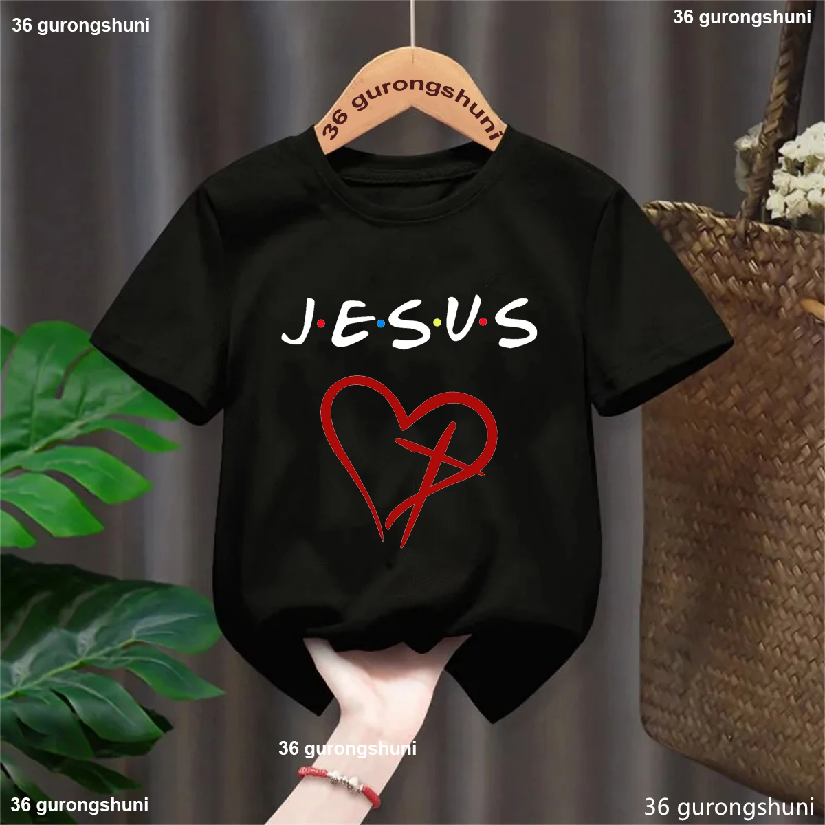 Nueva moda, gran oferta, camiseta con estampado gráfico de amor Jesús, camiseta de regalo para niños y niñas, ropa para niños, camiseta de flores, camisetas Harajuku - imagen 3