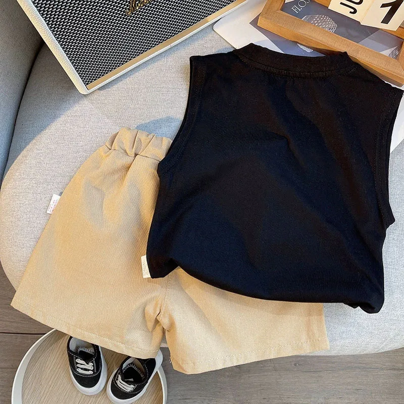 Conjunto verano bebé: tops algodón sin mangas y pantalón corto - imagen 3