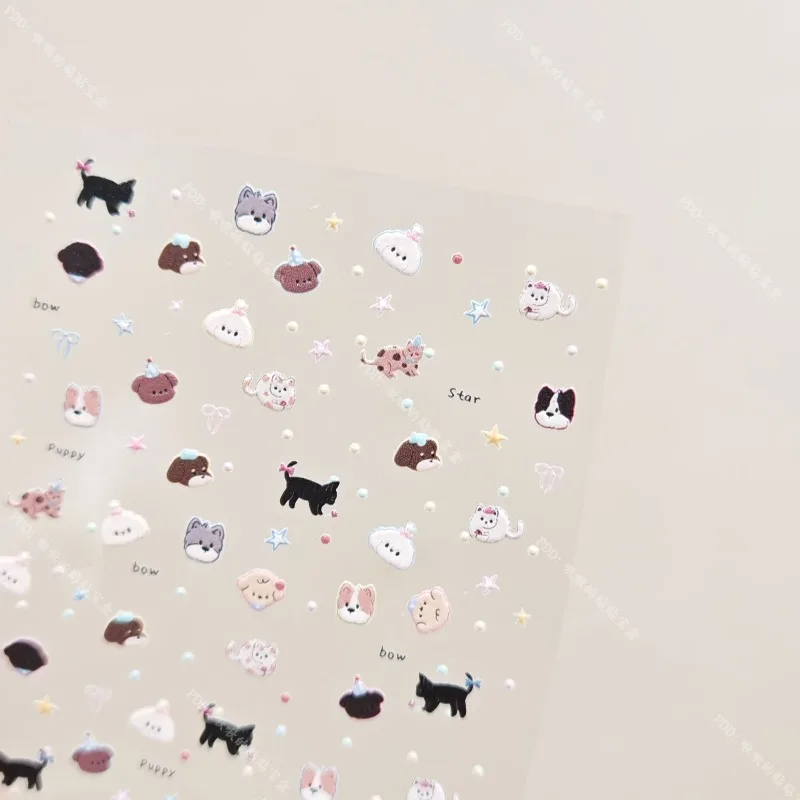 Adhesivos decorativos 3D con gato lazo y lunares para uñas y móviles - imagen 3