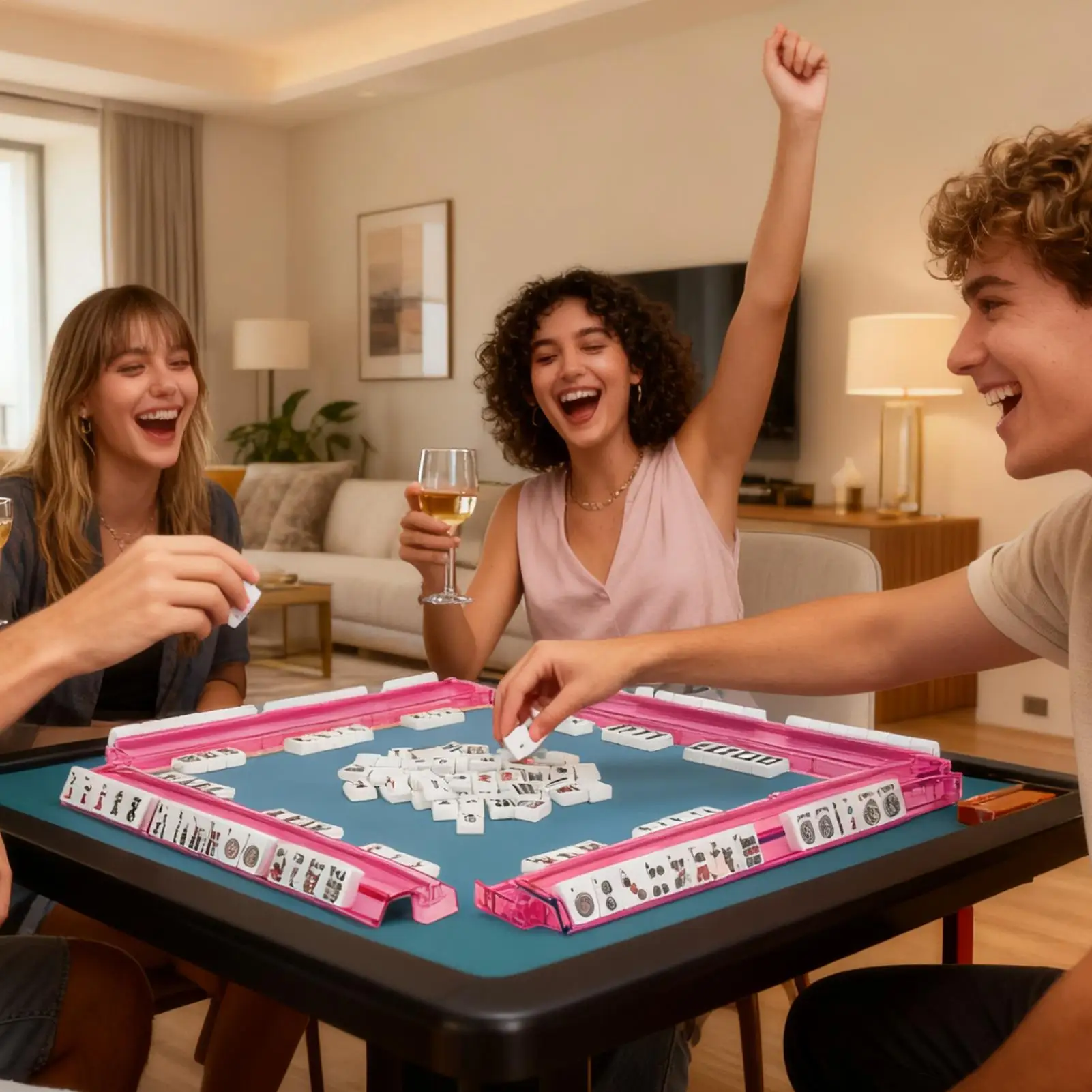 Estantes de Mahjong, 4 piezas, suministros para juegos de mesa, soporte acrílico para azulejos de Mahjong para mujeres, familia, principiante, joven, niño, Bar, fiesta, Carnaval - imagen 2