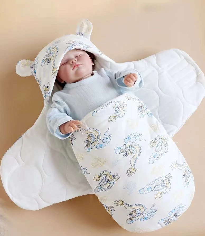 Edredón para bebé recién nacido, estilo Otoño Invierno, paquete de habitación individual de dibujos animados, funda de edredón envuelta, patrón Animal, Material de terciopelo de Color puro