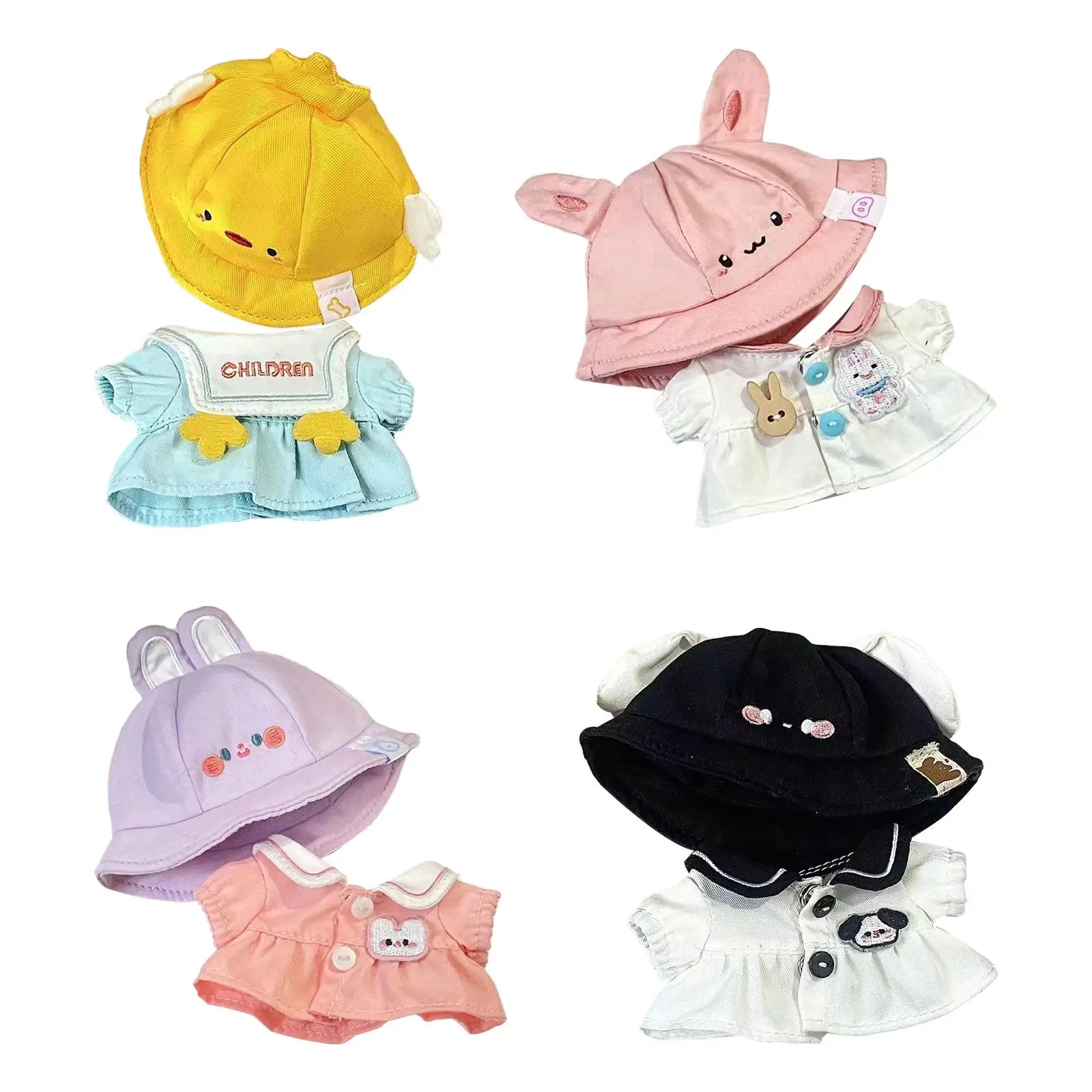 Plush Figure Toy Dress with Hat Educational Imagination Hands on DIY Photo Props for Kids Coordination Dress up for 17cm Dolls