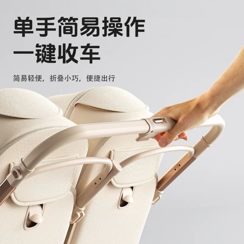 El cochecito se puede sentarse y tumbarse y plegar ligeramente para carritos de bebé recién nacidos de 0 a 3 años. - imagen 4