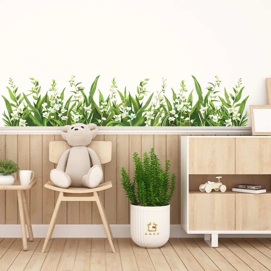 Pegatinas de pared autoadhesivas de flores, patillas, esquinas de pared, pegatinas de decoración del hogar de escritorio, pegatinas para puertas de dormitorio