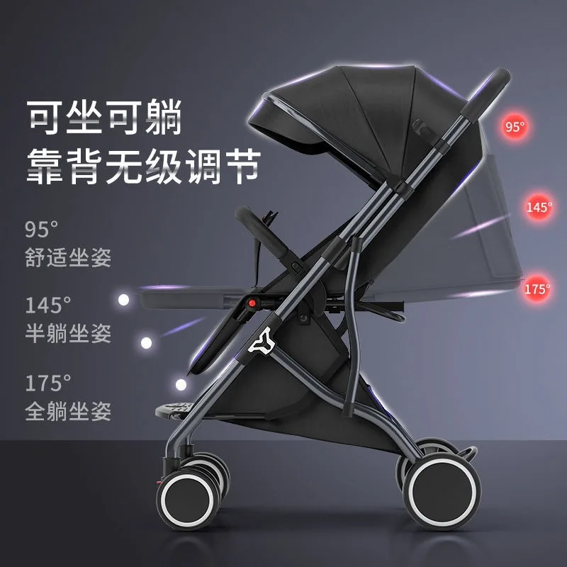 Cochecito de bebé se puede sentarse, reclinable, ligero, plegable, Simple, carrito con paraguas para bebé, cochecito bidireccional portátil para recién nacido - imagen 3
