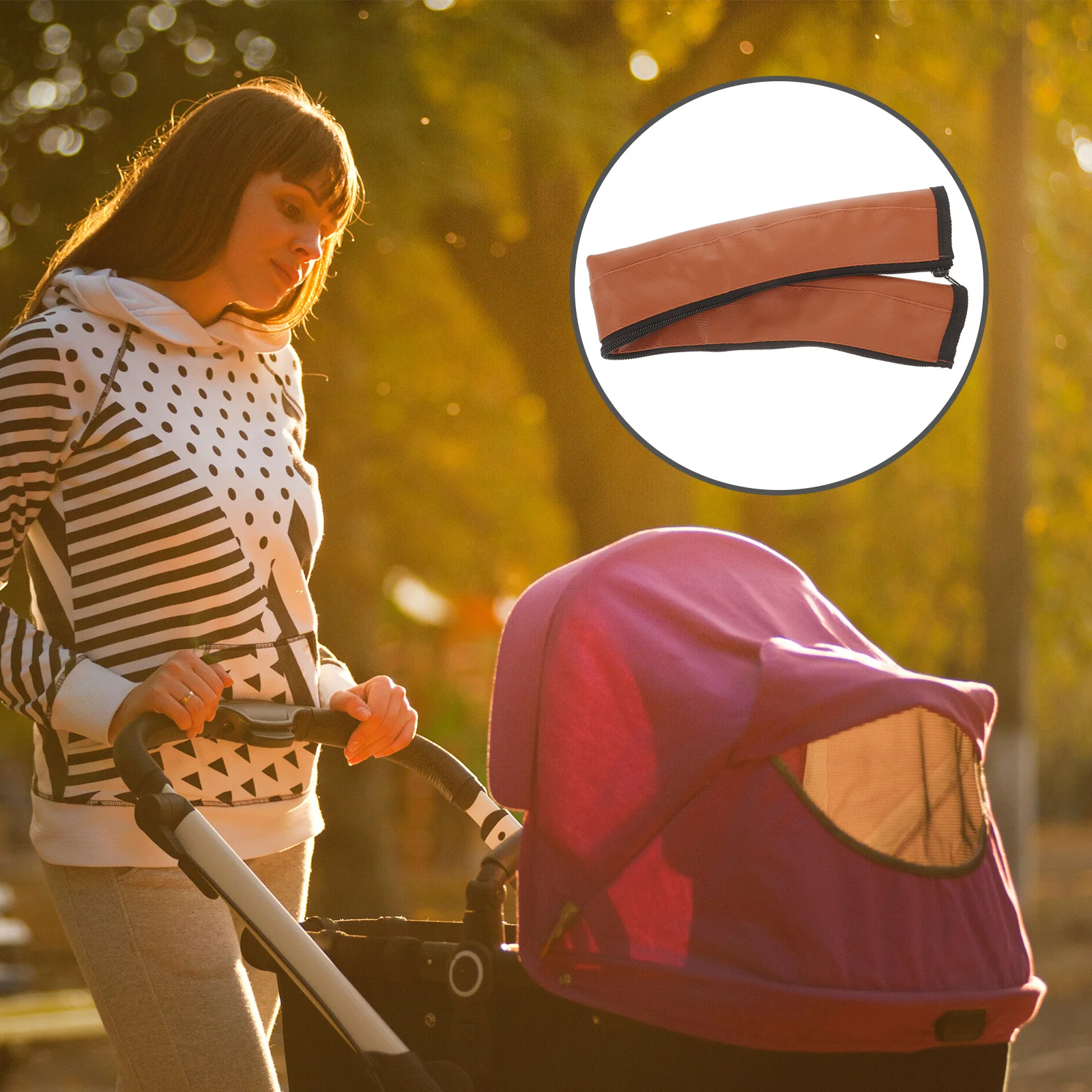 Funda Universal para manillar de cochecito, repuesto de tacto suave con cierre de cremallera, protege contra la suciedad y los daños, se adapta a la mayoría - imagen 4