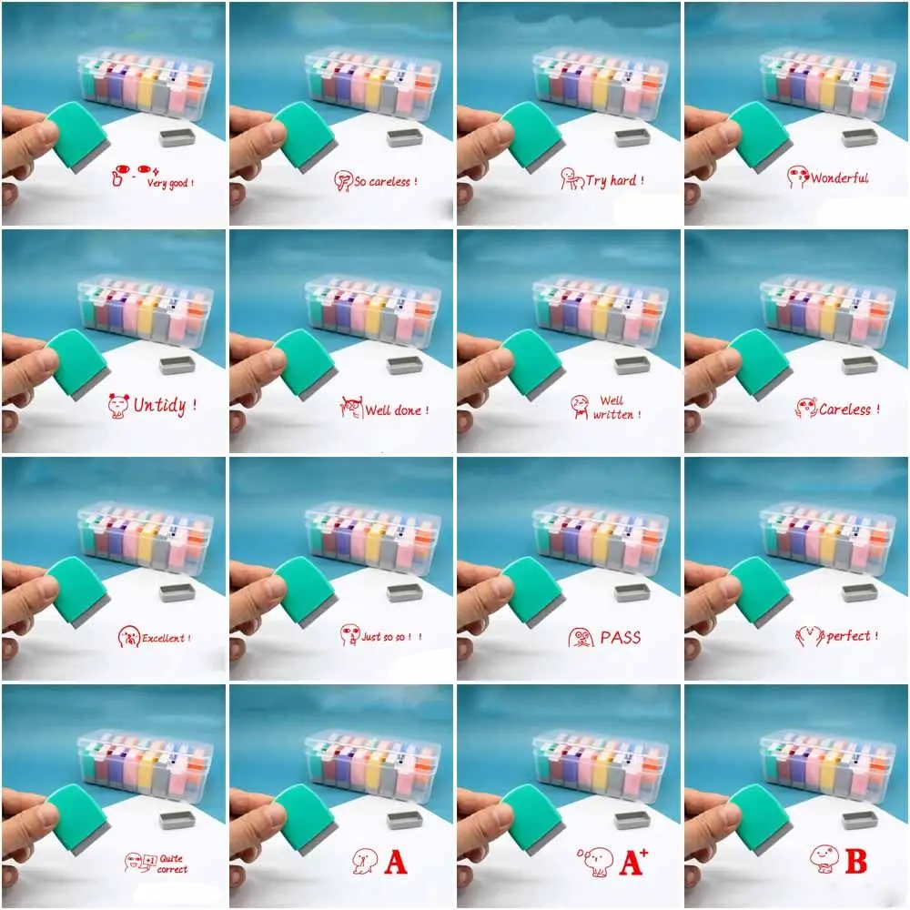 Sellos de juguete, sellos de dibujos animados, estampador de álbum de recortes, capítulo fotosensible, sello de comentario, sello de enseñanza, sello de recompensa de estímulo - imagen 3