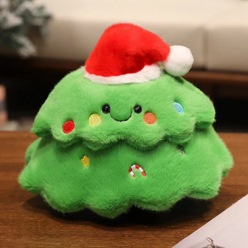 Cojín navideño de peluche suave – Papá Noel y árbol de Navidad - imagen 2