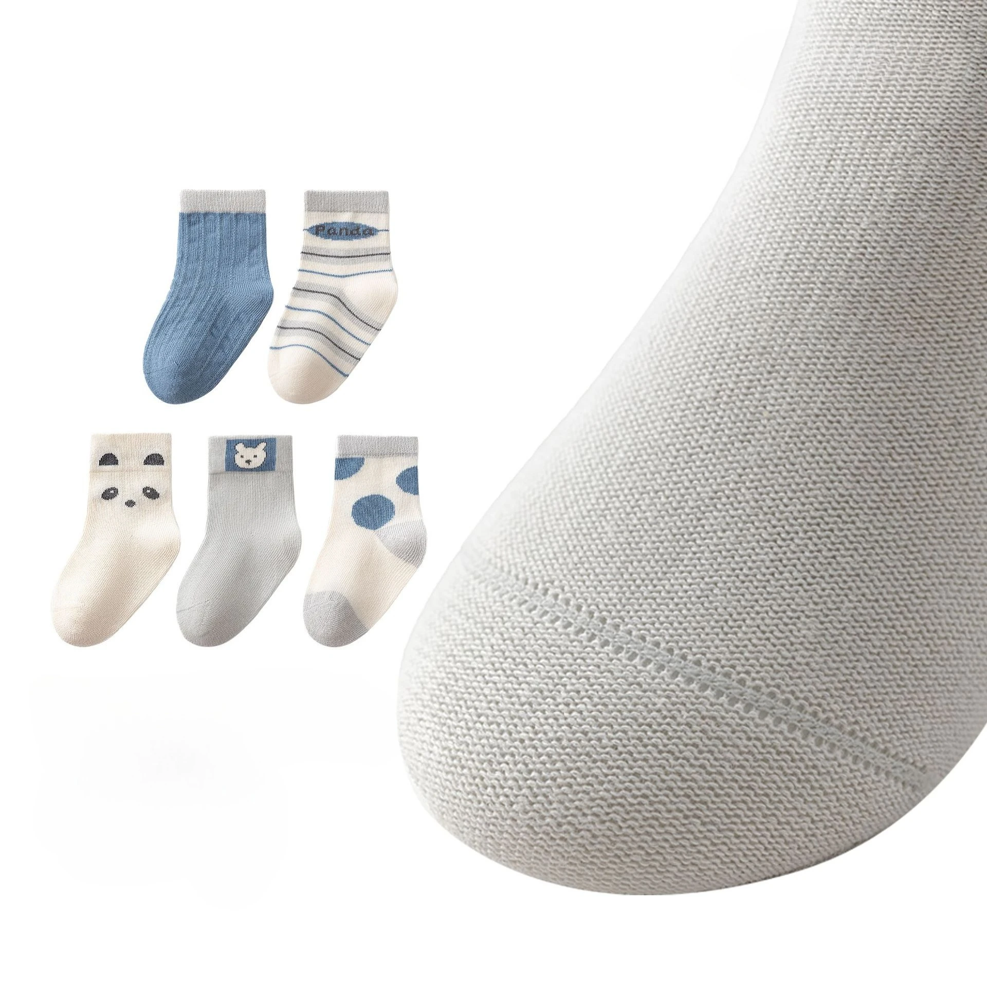 Somenie 5 pares de calcetines unisex para recién nacidos, accesorios de ropa de otoño e invierno, calcetines a media pantorrilla para niños y niñas de 0-1-3-5 años