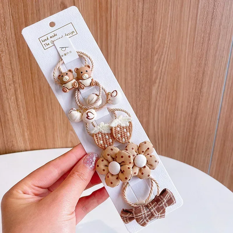 Lindo lazo de flores de dibujos animados niños pequeño Scrunchie bebé niña chico elástico de goma para el cabello accesorios corbata anillo para el cabello tocado de cuerda - imagen 5