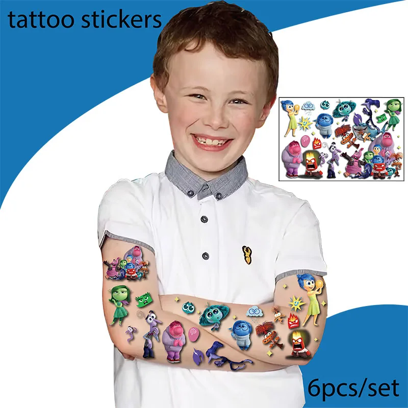 6 hojas de tatuajes temporales para niños y mujeres, pegatinas de tatuaje facial impermeables para afuera, regalos de recuerdo de fiesta