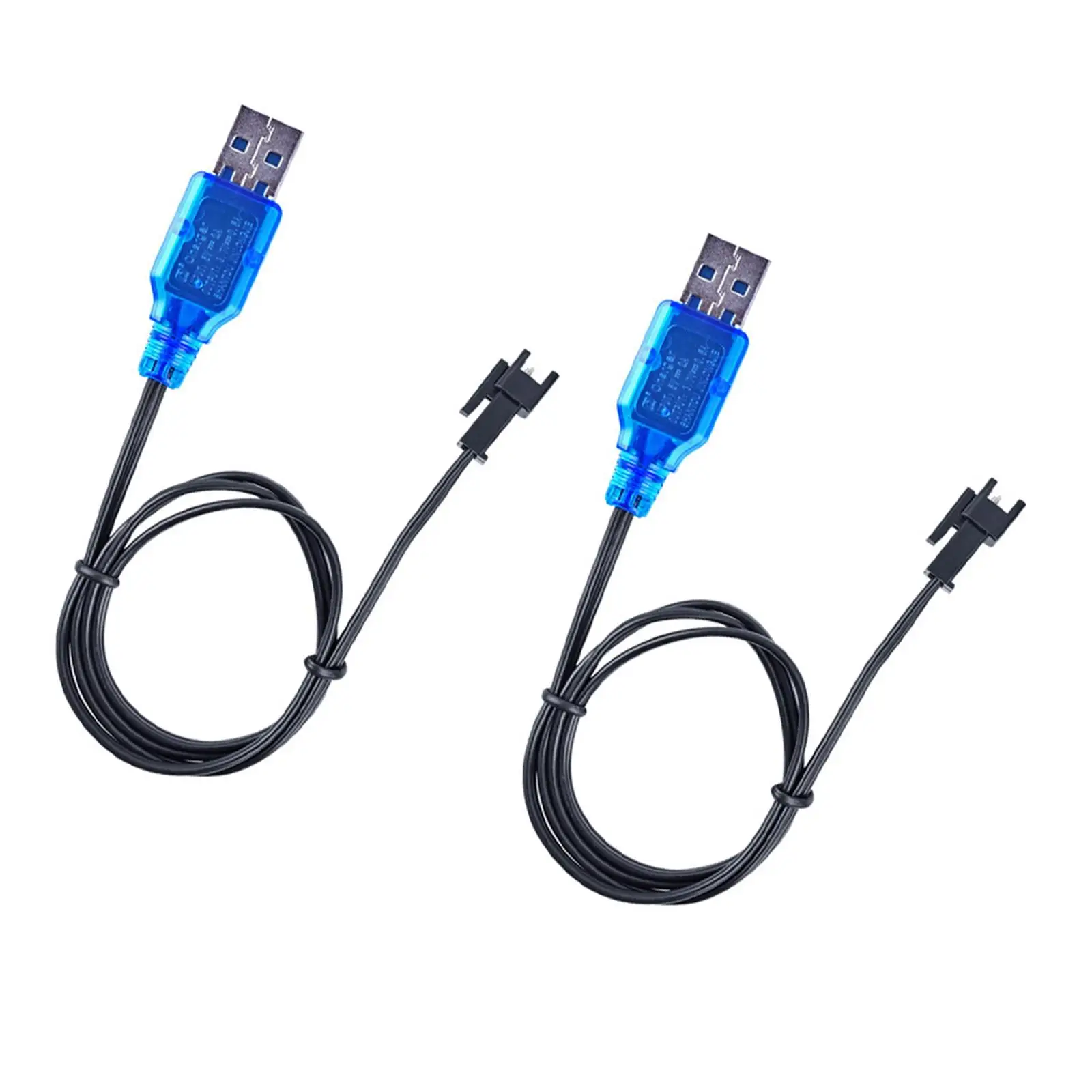 2Pcs 3.7V 400mAh USB Charging Cables 60cm Safely for RC Toys Car Ships Boats