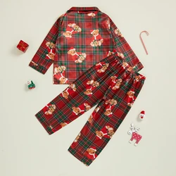 SUNSIOM Pijamas navideñas niño – Conjunto algodón con estampado oso