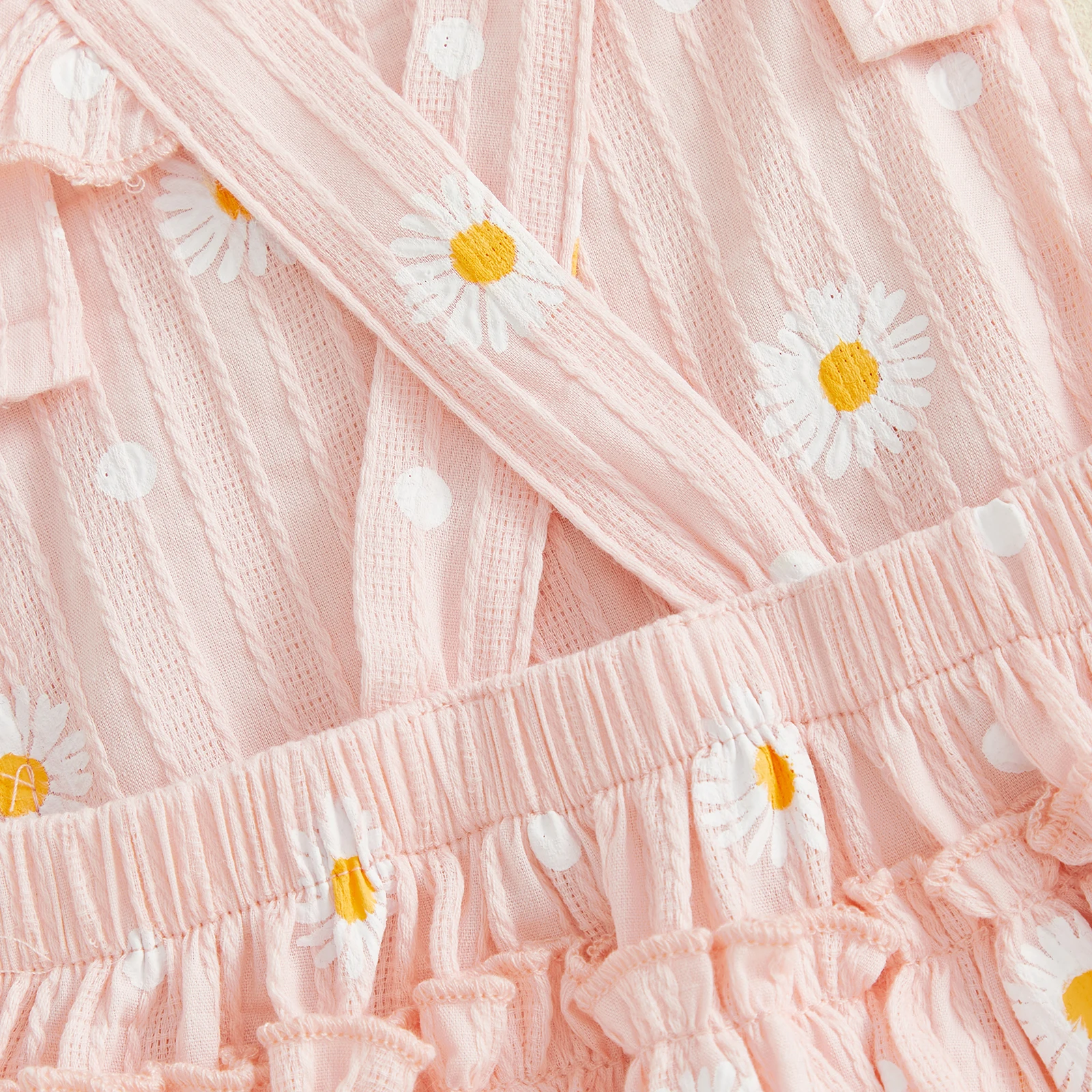 Mono de verano niña estampado margaritas manga volante cuello cuadrado - imagen 5