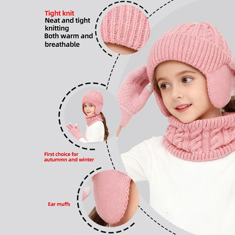 Conjunto de invierno infantil: gorro, bufanda y guantes térmicos - imagen 5
