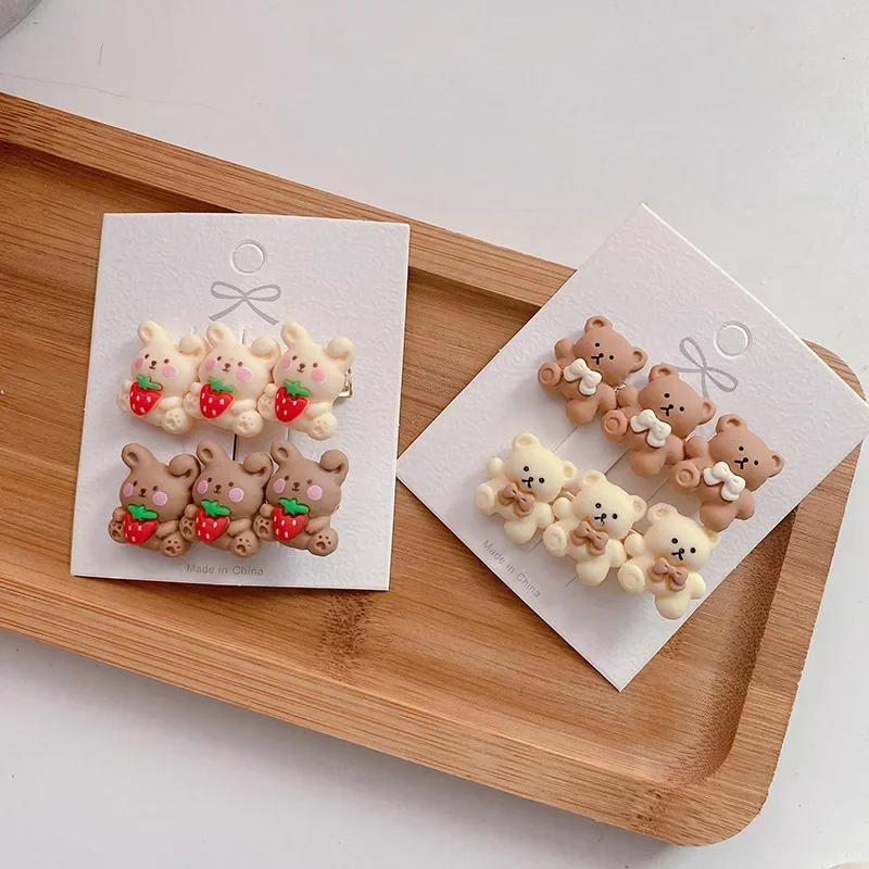 2 unids/lote Koren 2024 nuevos pinzas para el cabello para niños niñas horquillas de oso corazón estrella diadema para mujeres lindos accesorios para el cabello de bebé moda - imagen 3